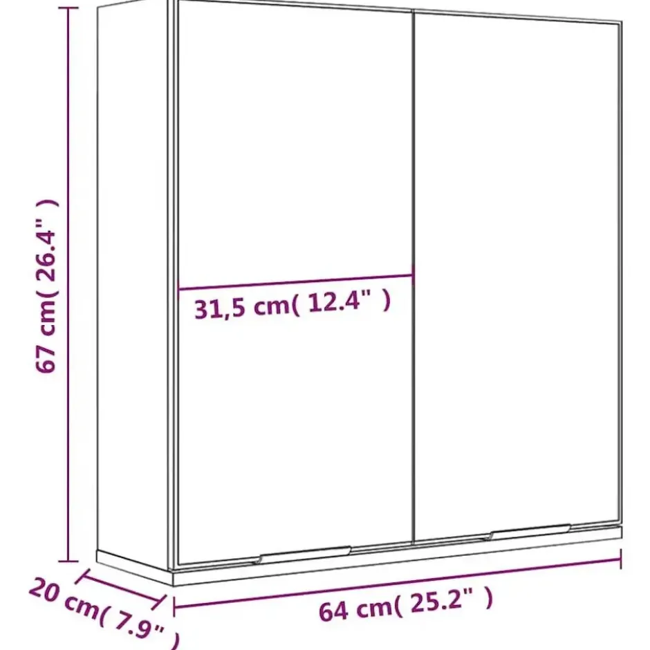 vidaXL - Badkamerkast met spiegel 64x20x67 cm gerookt eikenkleurig