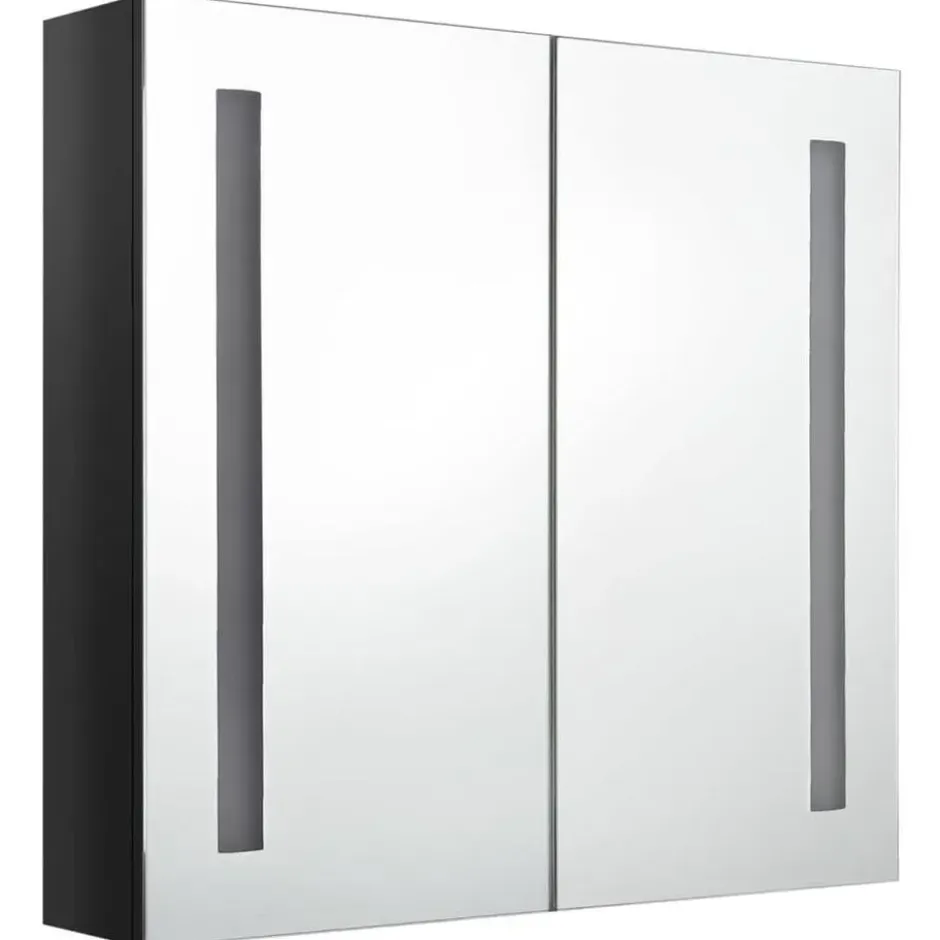 vidaXL - Badkamerkast met spiegel en LED 62x14x60 cm glanzend zwart