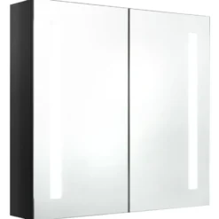 vidaXL - Badkamerkast met spiegel en LED 62x14x60 cm glanzend zwart