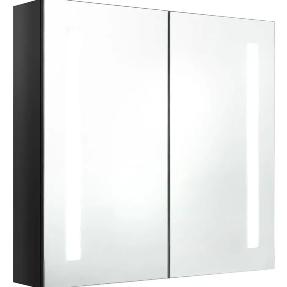 vidaXL - Badkamerkast met spiegel en LED 62x14x60 cm glanzend zwart