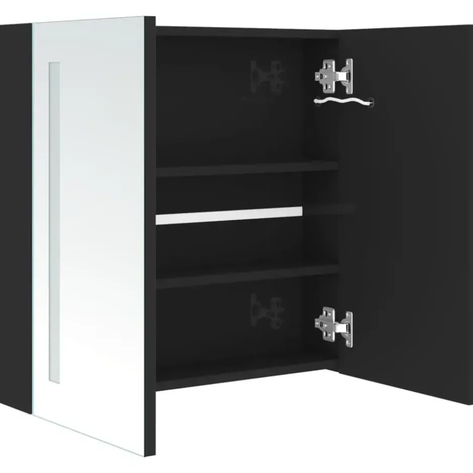vidaXL - Badkamerkast met spiegel en LED 62x14x60 cm glanzend zwart