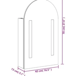 vidaXL - Badkamerkast met spiegel en LED gebogen 42x13x70 cm wit