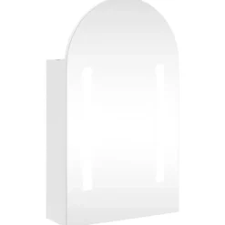 vidaXL - Badkamerkast met spiegel en LED gebogen 42x13x70 cm wit