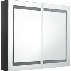 vidaXL - Badkamerkast met spiegel en LED 80x12x68 cm glanzend zwart