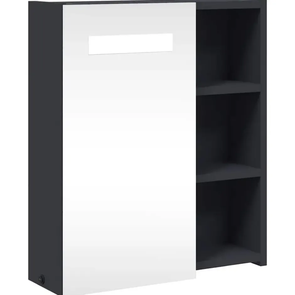 vidaXL - Badkamerkast met spiegel en LED 45x13x52 cm grijs