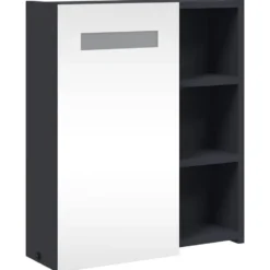 vidaXL - Badkamerkast met spiegel en LED 45x13x52 cm grijs