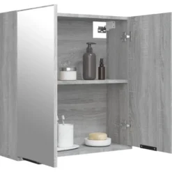 vidaXL - Badkamerkast met spiegel 64x20x67 cm grijs sonoma eikenkleurig