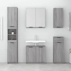 vidaXL - Badkamerkast met spiegel 64x20x67 cm grijs sonoma eikenkleurig