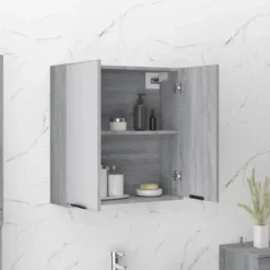 vidaXL - Badkamerkast met spiegel 64x20x67 cm grijs sonoma eikenkleurig
