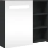 vidaXL - Badkamerkast met spiegel en LED 60x13x52 cm zwart