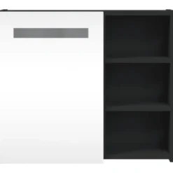 vidaXL - Badkamerkast met spiegel en LED 60x13x52 cm zwart