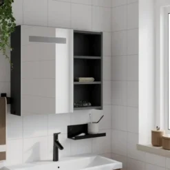 vidaXL - Badkamerkast met spiegel en LED 60x13x52 cm zwart