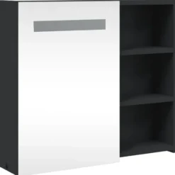 vidaXL - Badkamerkast met spiegel en LED 60x13x52 cm zwart