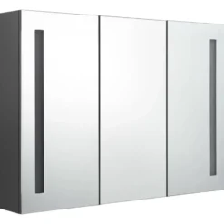 vidaXL - Badkamerkast met spiegel en LED 89x14x62 cm grijs