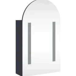 vidaXL - Badkamerkast met spiegel en LED gebogen 42x13x70 cm grijs