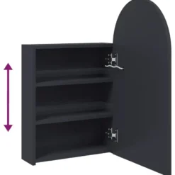 vidaXL - Badkamerkast met spiegel en LED gebogen 42x13x70 cm grijs