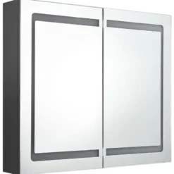 vidaXL - Badkamerkast met spiegel en LED 80x12x68 cm grijs