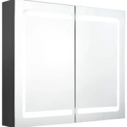 vidaXL - Badkamerkast met spiegel en LED 80x12x68 cm grijs