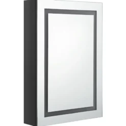 vidaXL Badkamerkast met spiegel LED 50x13x70 cm glanzend zwart