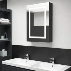vidaXL Badkamerkast met spiegel LED 50x13x70 cm glanzend zwart