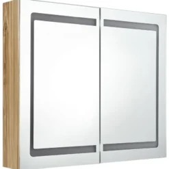 vidaXL - Badkamerkast met spiegel en LED 62x14x60 cm betongrijs