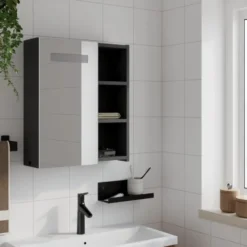 vidaXL - Badkamerkast met spiegel en LED 45x13x52 cm zwart