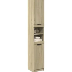 vidaXL Badkamerkast – Sonoma Eiken – Compact Design – Bewerkt Hout