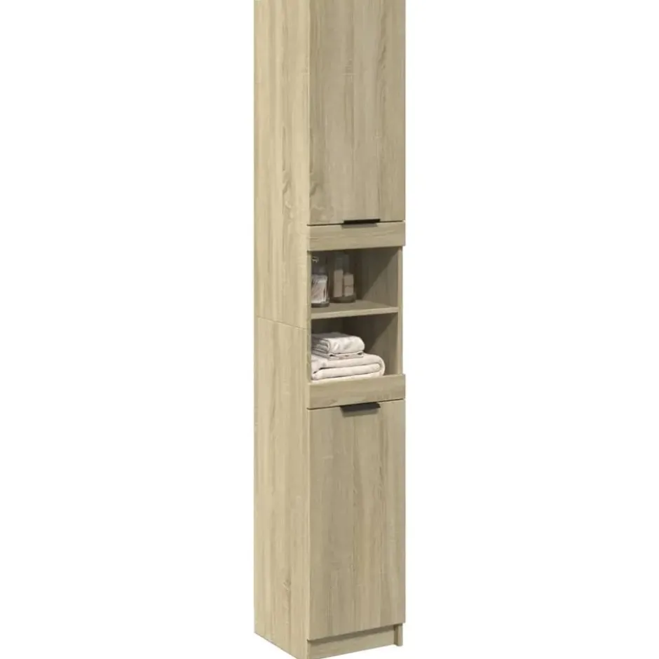 vidaXL Badkamerkast – Sonoma Eiken – Compact Design – Bewerkt Hout