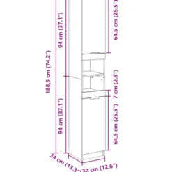 vidaXL Badkamerkast – Sonoma Eiken – Compact Design – Bewerkt Hout