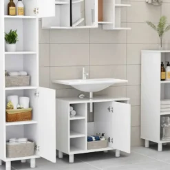 vidaXL - Badkamerkast - Wit - Bewerkt hout
