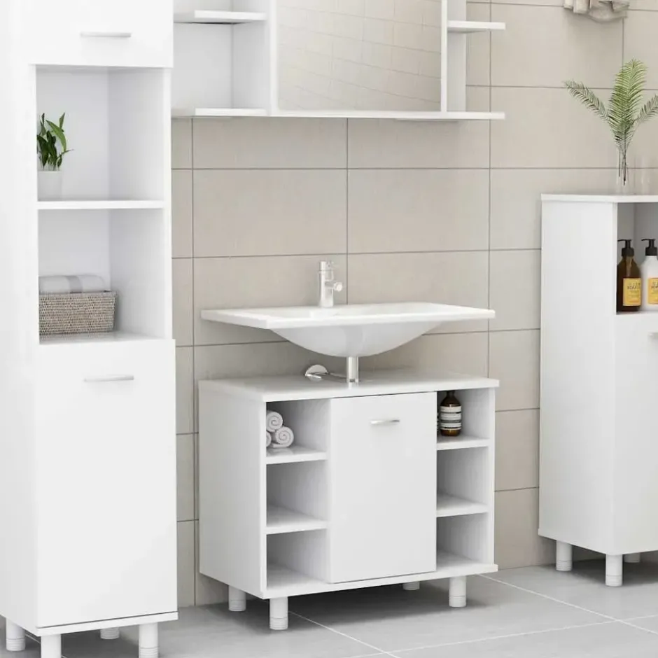 vidaXL - Badkamerkast - Wit - Bewerkt hout