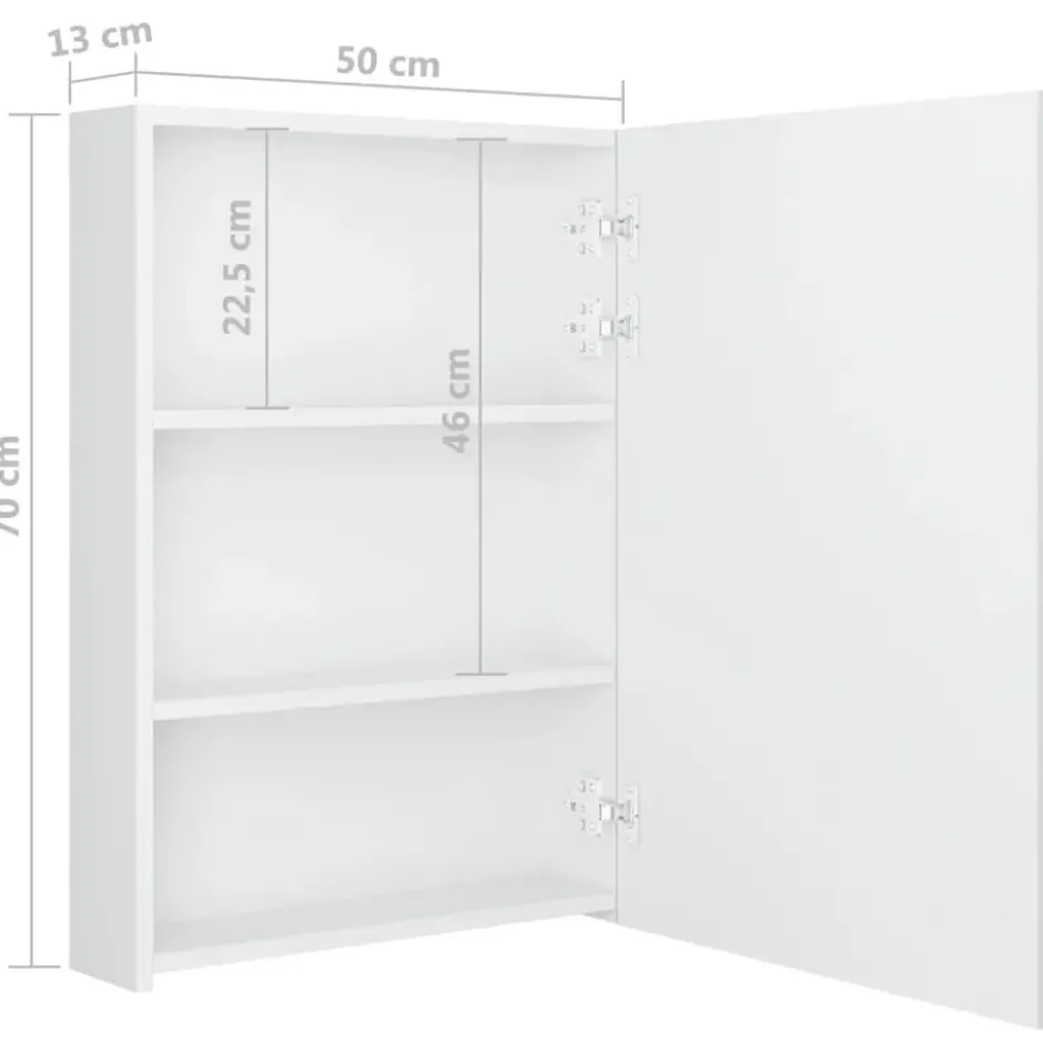 vidaXL - Badkamerkast - Wit - MDF - 50 x 13 x 70 cm