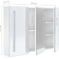 vidaXL - Badkamerkast - Wit - MDF - 89 x 14 x 62 cm