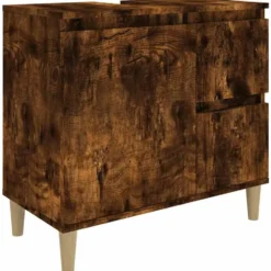 vidaXL - Badkamerkast 65x33x60 cm bewerkt hout gerookt eikenkleurig