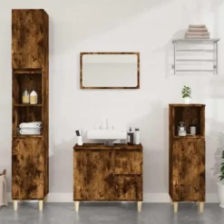 vidaXL - Badkamerkast 65x33x60 cm bewerkt hout gerookt eikenkleurig