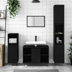 vidaXL - Badkamerkast 80x33x60 cm bewerkt hout zwart