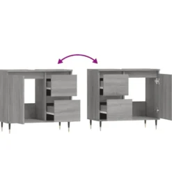 vidaXL - Badkamerkast 65x33x60 cm bewerkt hout grijs sonoma eikenkleurig