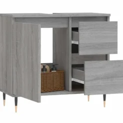 vidaXL - Badkamerkast 65x33x60 cm bewerkt hout grijs sonoma eikenkleurig
