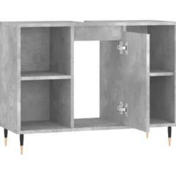 vidaXL - Badkamerkast 80x33x60 cm bewerkt hout betongrijs