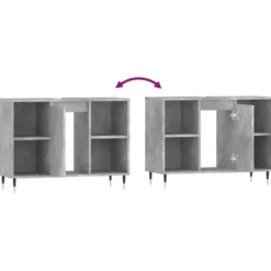 vidaXL - Badkamerkast 80x33x60 cm bewerkt hout betongrijs