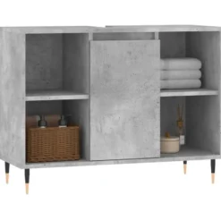 vidaXL - Badkamerkast 80x33x60 cm bewerkt hout betongrijs