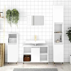vidaXL - Badkamerkast 80x33x60 cm bewerkt hout wit