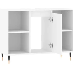 vidaXL - Badkamerkast 80x33x60 cm bewerkt hout wit