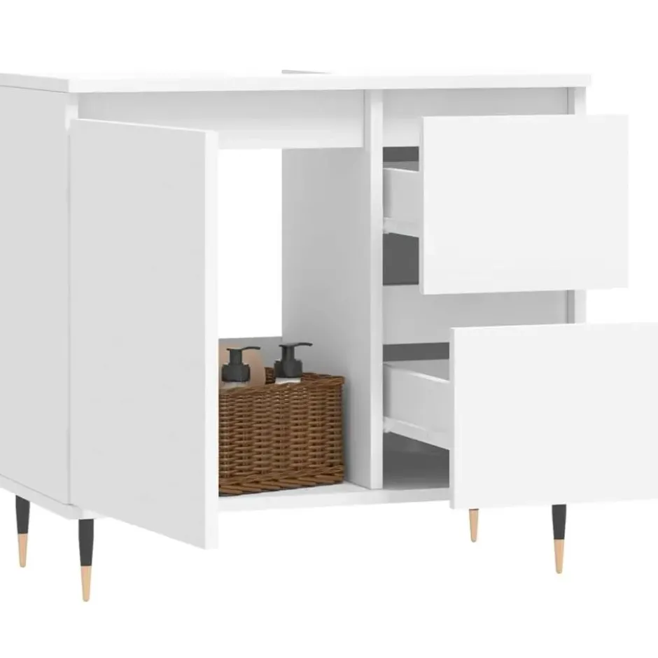 vidaXL - Badkamerkast 65x33x60 cm bewerkt hout wit