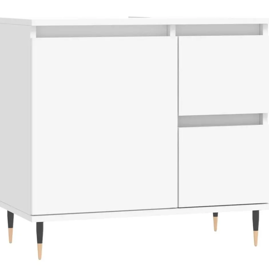 vidaXL - Badkamerkast 65x33x60 cm bewerkt hout wit
