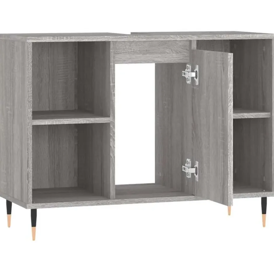 vidaXL - Badkamerkast 80x33x60 cm bewerkt hout grijs sonoma eikenkleurig