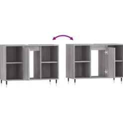 vidaXL - Badkamerkast 80x33x60 cm bewerkt hout grijs sonoma eikenkleurig