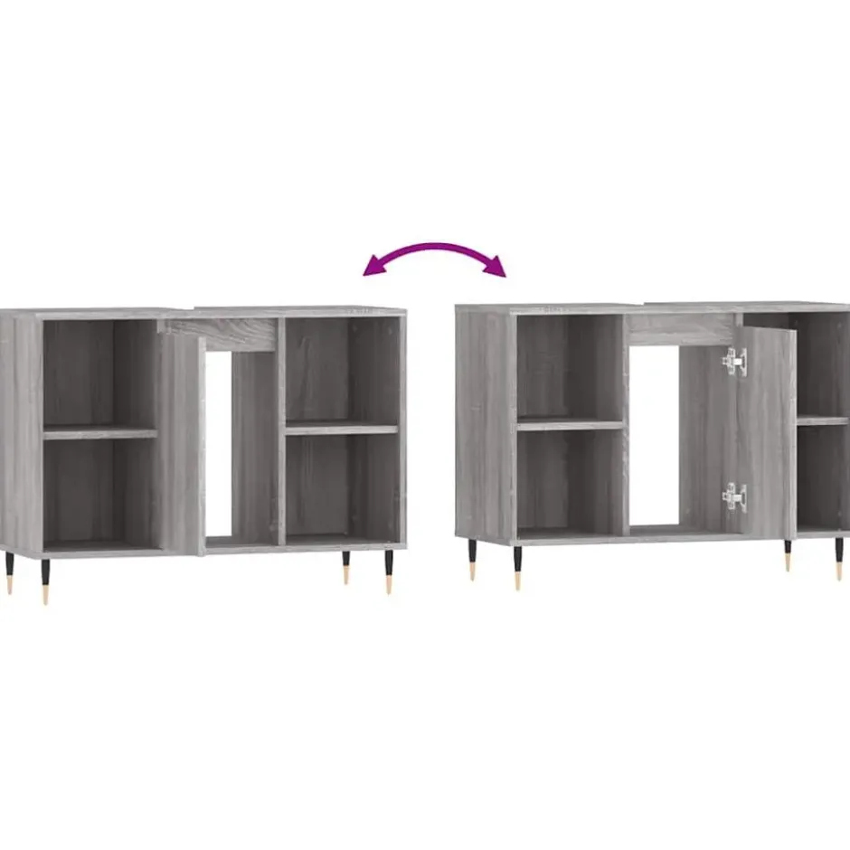 vidaXL - Badkamerkast 80x33x60 cm bewerkt hout grijs sonoma eikenkleurig