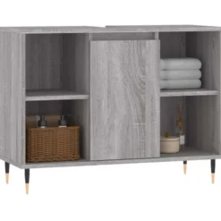 vidaXL - Badkamerkast 80x33x60 cm bewerkt hout grijs sonoma eikenkleurig