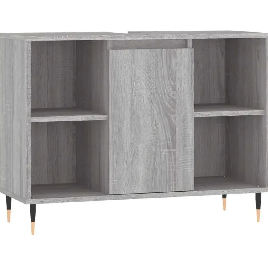 vidaXL - Badkamerkast 80x33x60 cm bewerkt hout grijs sonoma eikenkleurig
